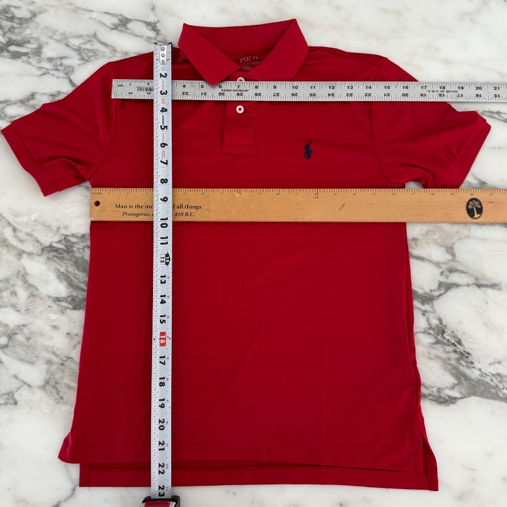 Polo Ralph Lauren Red Polyester Boys Short sleeve Polo‎ shirt, Sz 10-12 - Picture 2 of 4